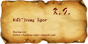 Kálnay Igor névjegykártya